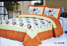 Flower Printed 100% Cotton Quilted Bedcover With Pillow Cover