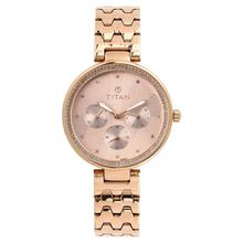 Titan Purple Whimsy Golden Dial Multifunction Watch for Women - 95058KM01