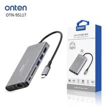 Onten Type-C Multi-function Dock Station 2 USB3.0 SD Card Reader HDMI/VGA JACK3.5 Gigabit RJ45 Lan Type-C(PD) Port 4K Ultra HD