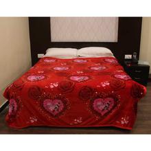 Red/Pink Rose Print King Size Fleece Blanket