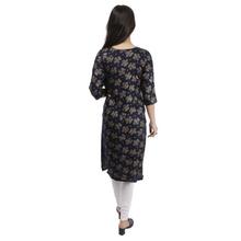 Black Floral Printed Cotton Kurti For Women