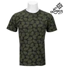 Green Cotton Leaf Printed T-Shirt For Men