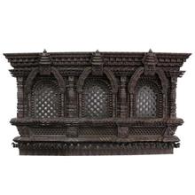 Dark Brown Decorative Wooden Carved Three Ankhi Jhyal Showpiece-7