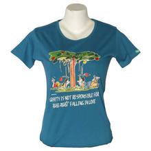 Teal Blue 'Gravity Is Not Responsible' Printed T-Shirt For Women