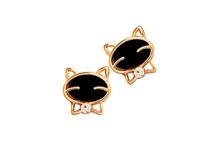 Black Attractive Smile Cat Stud Earrings