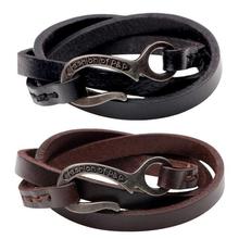 Punk Cowhide  Belt Bracelet for Men 60cm 2018 Women Cool Wrap Braided Wristband Cuff Punk Leather Bracelet Gift