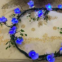 LED Light Up Flower Floral Hairband Garland Crown Bride Wedding Party Headband Glowing Wreath Vines