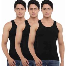 Dollar Bigboss Sleeveless Antibacterial Men's Black Cotton Vest Pack of 3