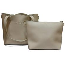 Cream Symmetrical Front Pocket 2 in 1 Tote Bag For Women