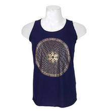 Navy/Golden Cotton Printed Tank Top For Men