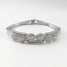 Silver Tone Faux Moonstone Embellished Bracelet For Women (BT_018)