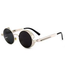 Black Classic Vintage Gothic Steam punk Round Sunglass- Unisex