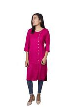 Pink Solid Front Buttoned Designed Kurti - (BIS2)