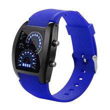 Men's Fashion Silicone Band Watches LED Light Flash Turbo Speedometer Sports Car Dial Meter Watch Sports Clock Relogio Masculino