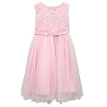 Pink Flower Embroidered Frock For Girls