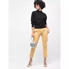 Women's Cotton Lycra Strechable Golden Solid Cigarette Trousers