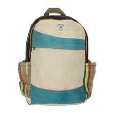 Beige/Blue Hemp Backpack - Unisex