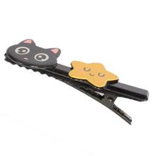 Black/Yellow Cat Design Hair Clip For Women