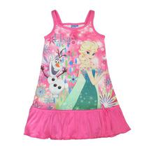 Pink Elsa Printed Dress For Girls