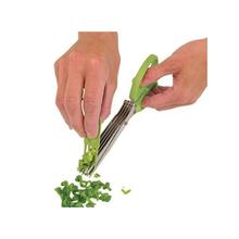 Aafno Pasal Multipurpose 5-blade Herb Scissors w/ "Longfinger" Cleaning Brush - Time-Saving Kitchen Shears Chop Herbs Fast