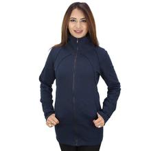 Navy Zippered Inner Fleece Jacket For Women (WJK4019)