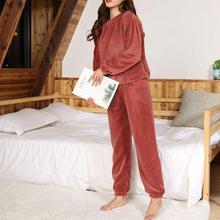 Winter Women's Flannel Velvet Pajamas Sleepwear Sets