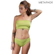 METAPHOR Lime Green Solid Tube Bikini Set For Women(Plus Size)- MSS01R