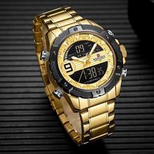 NaviForce NF9146 Double Time Digital Analog Stainless Steel Watch – Golden