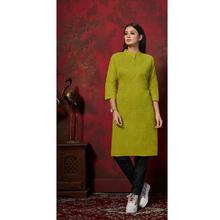 Plain Round Cut Buttoned Kurti For Women