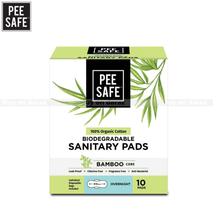 Pee Safe 100% Organic Cotton Biodegradable Sanitary Pads Overnight Pack Of 10