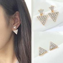 Geometric Triangle Rhinestone Stud Earrings