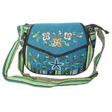 Handcrafted Floral Embroidered Cotton Cross Body Bag For Women