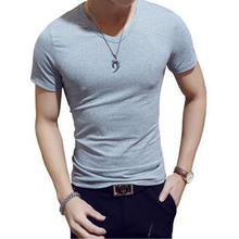 Summer Men's Solid T-shirt Cotton O-neck Short Sleeved T