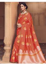 Stylee Lifestyle Orange Banarasi Silk Jacquard Saree (1845)