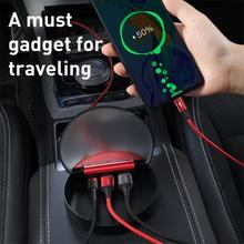 Baseus Car Cable Organizer USB Type C Charger With 3 in 1 USB Cable For iPhone Charging Cable Micro USB Charger Cord