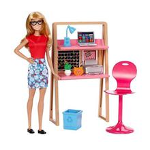 Barbie Red/Blue 'Barbie Doll In Her Study Room' Play Toy - DVX51