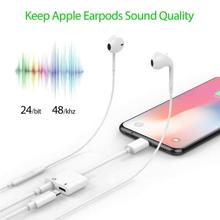 Headphone Jack Adapter Dongle for iPhone Xs/Xs Max/XR/ 8/8 Plus/X (10) / 7/7 Plus Adapter to 3.5mm Jack Converter Car Charge Accessories Cables & Audio Connector 2 in 1 Earphone Splitter Adaptor