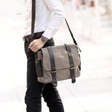 AUGUR Men Bag Shoulder Leather And Canvas Business Messenger Bag