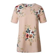 Summer Women Round Neck Casual T-shirt Chiffon Short-sleeved