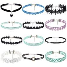 16 Pieces Choker Necklace Set Stretch Velvet Classic Gothic Tattoo Lace Choker