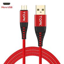 TOPK 1M Hi-Tensile Micro USB Cable Nylon Braid Data Cable For Samsung Galaxy S7 edge S6 Xiaomi Redmi Note 5 Mobile Phone Cables