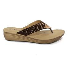 aeroblu Dark Brown Stoned V-Strap Sandals For Women - LA15