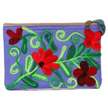 Blue/Red Floral Printed Embroidered Purse For Women