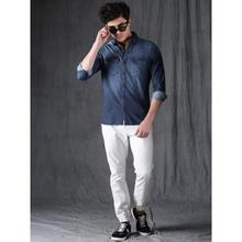 WROGN Men Blue Slim Fit Faded Casual Denim Shirt