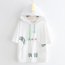 Printed hooded sweater _ small fresh and cute hooded