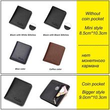 BISON DENIM Men Wallets Black Genuine Leather Purse For