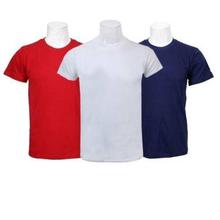 Pack Of 3 Plain 100% Cotton T-Shirt For Men-Red/White/Blue