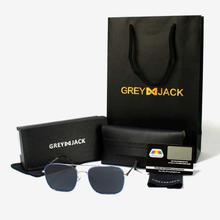 GREY JACK Golden/Blue Framed Polarized Square Aviator Sunglasses (Unisex) - GJ 1109