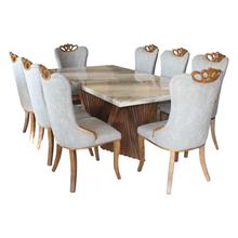 8-Seater Grey Wood/Marble Rectangle Dining Table (824)