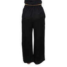 Black Solid Drawstring Palazzos For Women